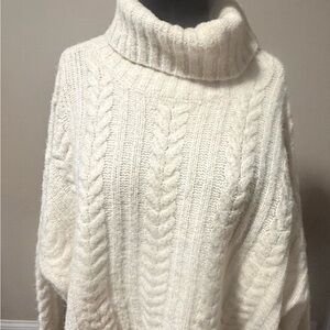 Vici Cream Cable Knit Turtleneck Sweater